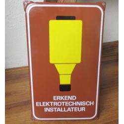 Emaille bord Elektrotechnisch installateur; Topstaat!