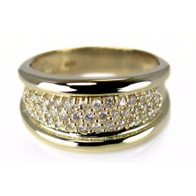 Diamant ring mt 17,5 echt 14 karaat geel goud, 8 gram