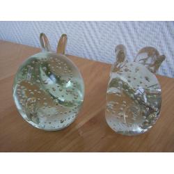 Glazen beeldjes, konijn; ijsbeer; haas en hond