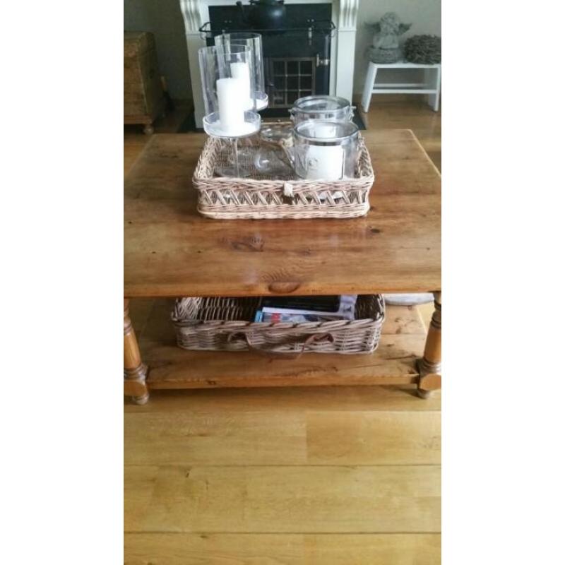 brocant stoere salontafel met oude eiken vloer planken