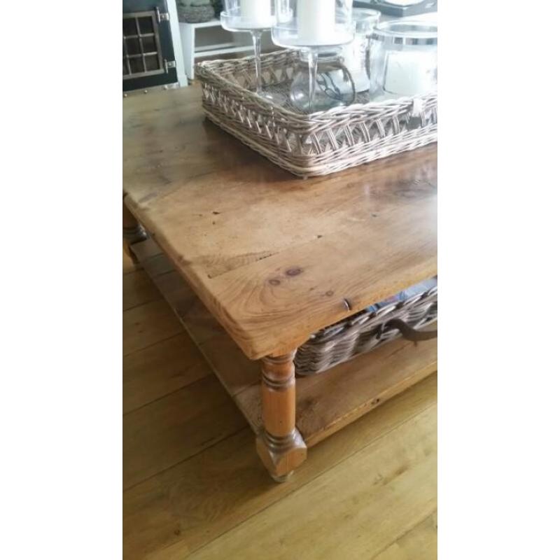 brocant stoere salontafel met oude eiken vloer planken
