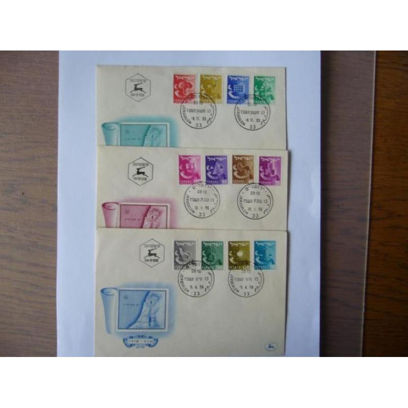 Postzegels(P15) ISRAEL/ STAMMEN FDC 3ST. 1956