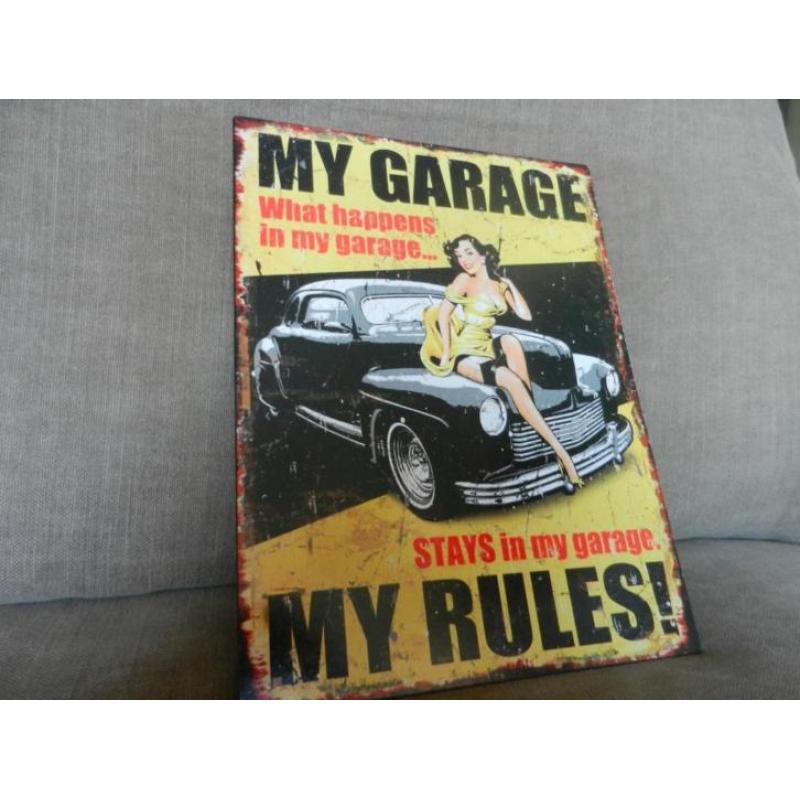 Metalen plaat ,My Garage my rules