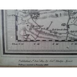 Antieke Engelse ingelijste landkaart van Kent 74-104 cm 1889
