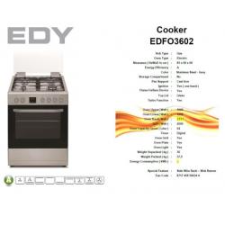 Zeer luxe EDY 60 cm breed RVS fornuis met hot air en wokbr.