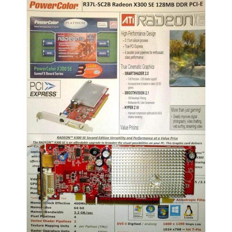 PowerColor Radeon X300 SE R37L-SC2B 128MB DDR Low Profile
