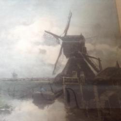 Aquarel Holland landschap al oud gesigneerd