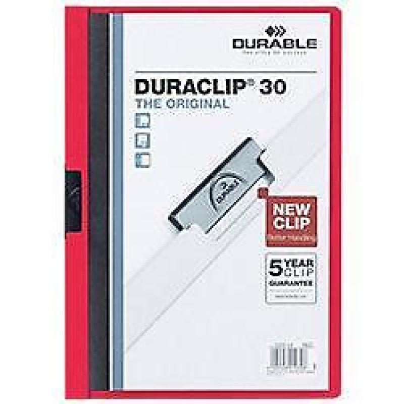 Durable Klemmap Duraclip A4 Rood PP-Folie 3 mm rug