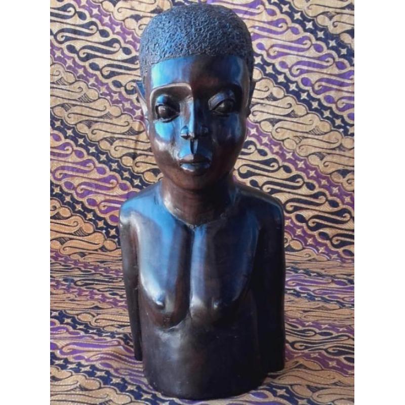 Prachtig oud Afrikaans beeld van man gesneden ebbenhout.