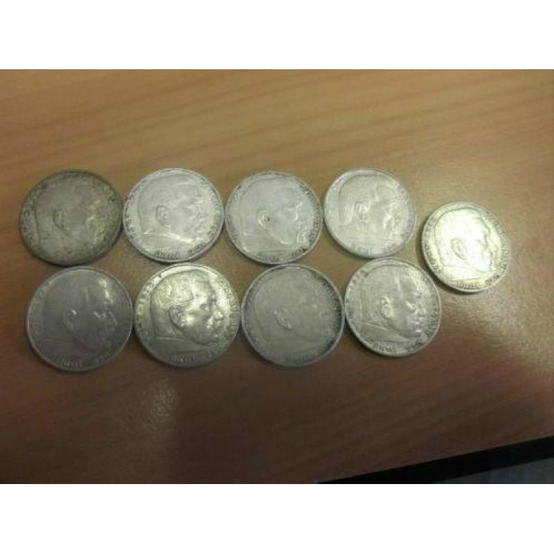 2 reichs mark zilver 9 stuks jaren 30