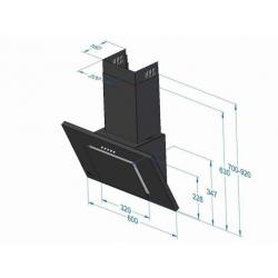 Afzuigkap NERO 60cm zwart design met zwart klep glas