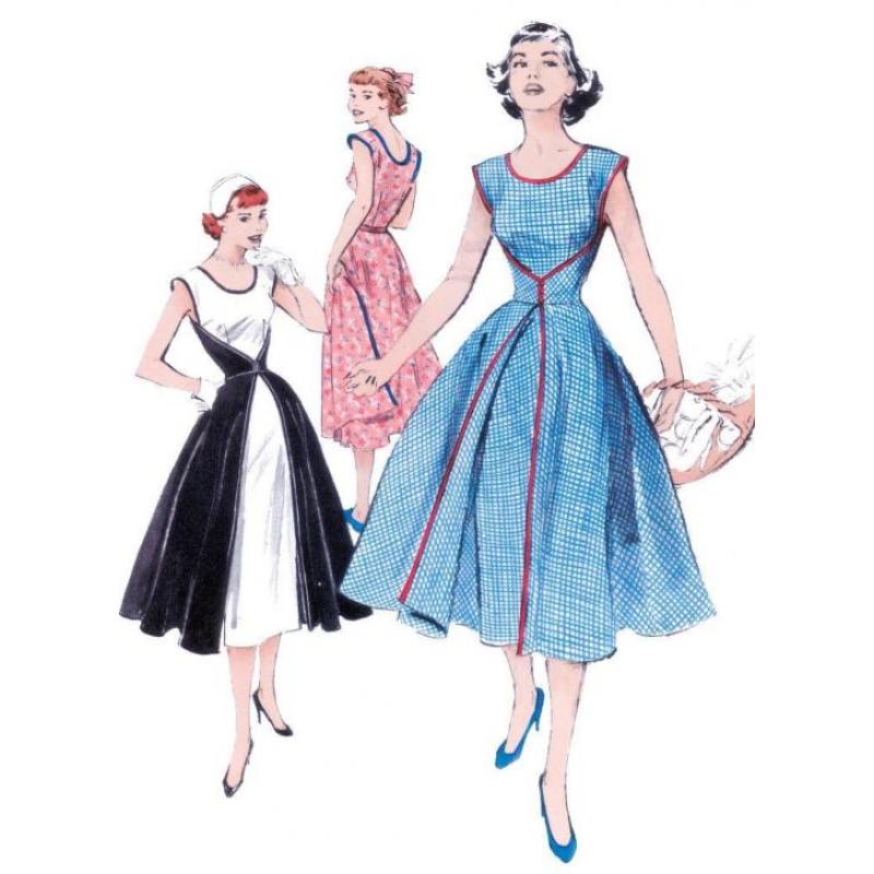 Retro 50s patroon voor een jurk met wijde rok 42-44-46-48