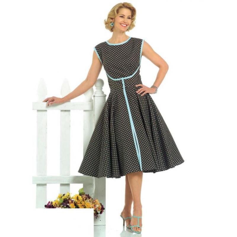 Retro 50s patroon voor een jurk met wijde rok 42-44-46-48