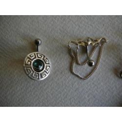 5 Zilveren piercings 925 zilver prijs per stuk € 6,00