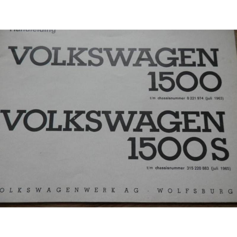 Handleiding Volkswagen 1500 en 1500 S, uitgave 1968.