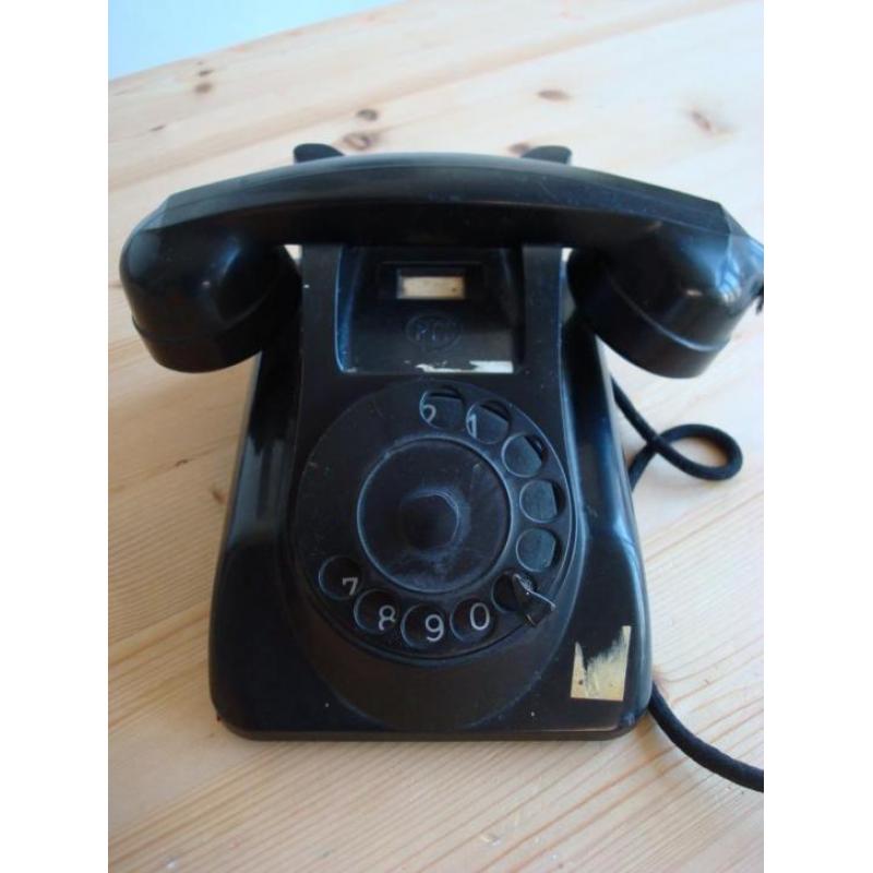 bakeliete zwarte draaischijf telefoon ptt oud heemaf 1959