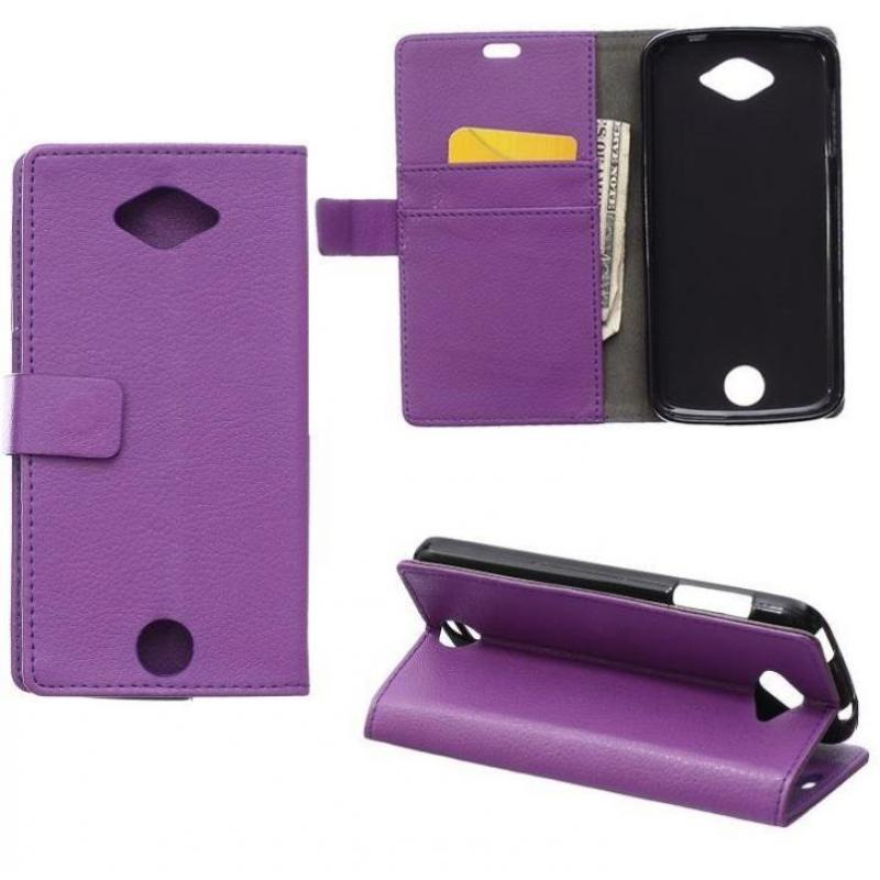 Acer Liquid Z530 Litchi Cover wallet case hoesje paars