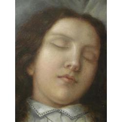 1882: fascinerend mooi doodsportret katholiek meisje. Gesign