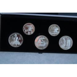 Rusland 3 x 10 / 2 x 5 Rouble 4 Ounce Silver Olympiade Proof