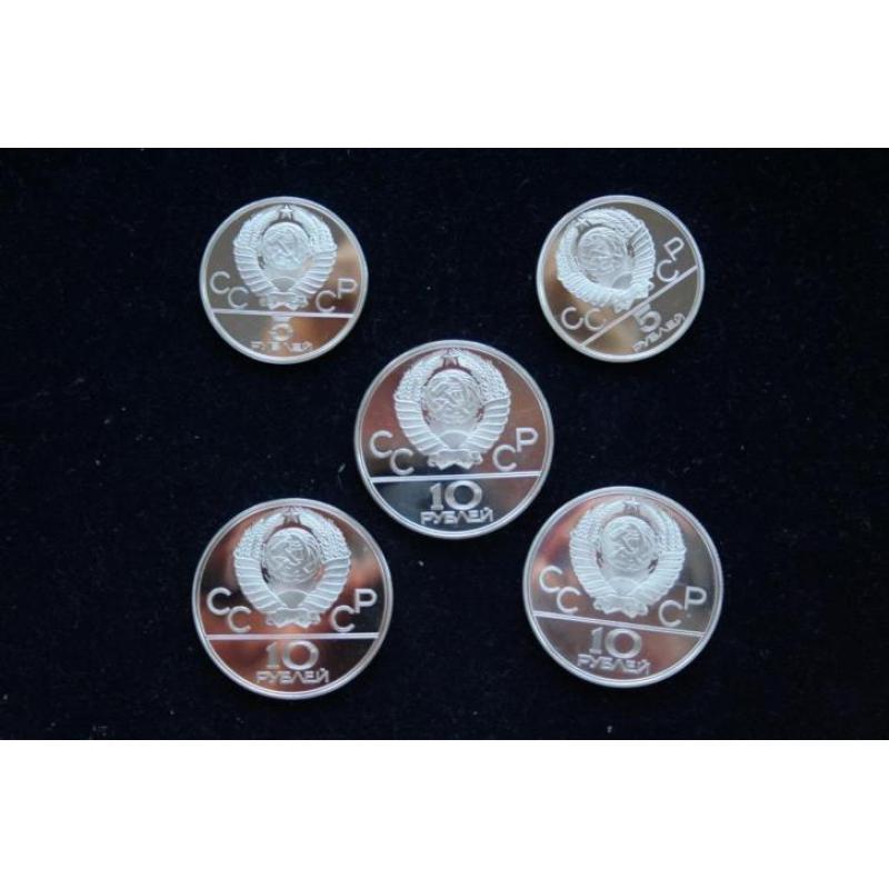 Rusland 3 x 10 / 2 x 5 Rouble 4 Ounce Silver Olympiade Proof