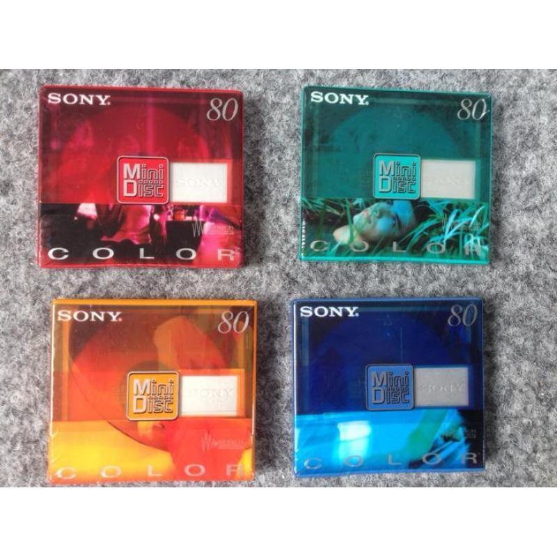 Minidisc 4 gesealde Sony colour schijfjes + opberg-etui