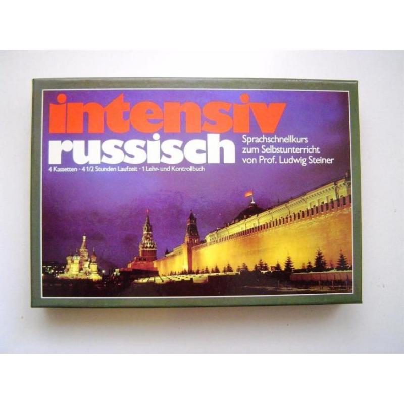doos met Russische les met 4 cassette banden + lesboek