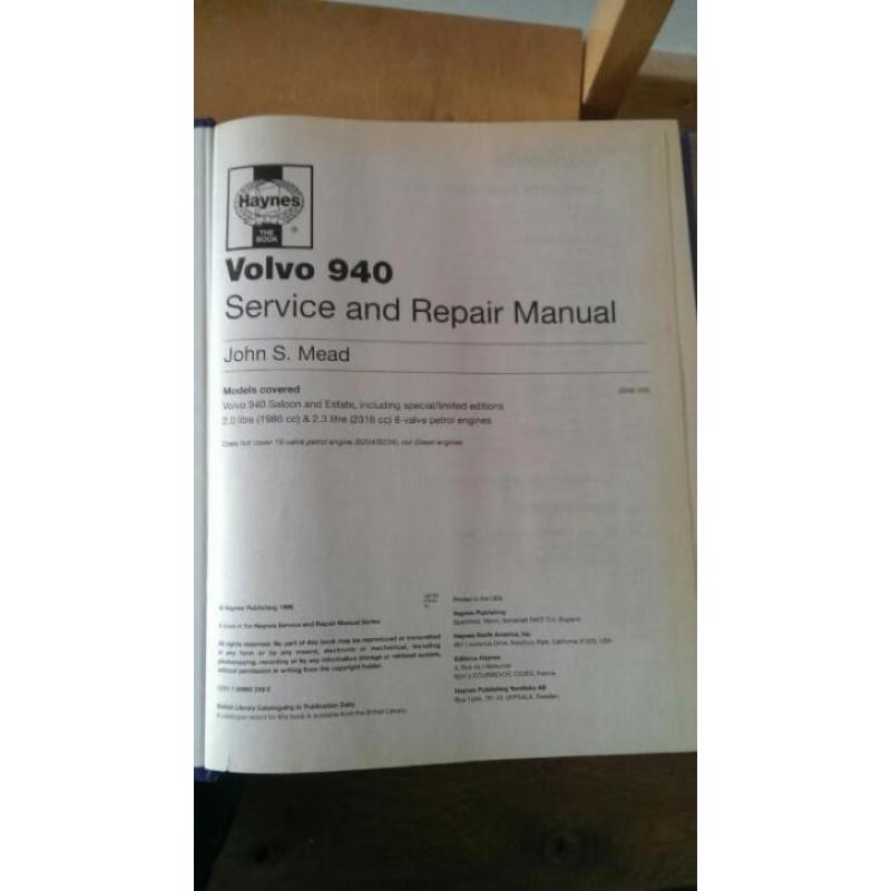 Haynes Volvo 940 service and repair manual Werkplaatsboek