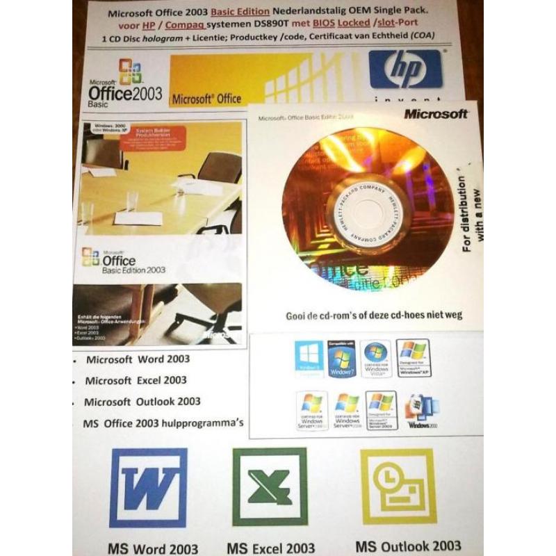 Microsoft Office 2003 Basic Ed. HP DC5700 SFF DC7700 DC7600