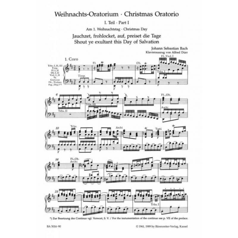 Bach | Weihnachtsoratorium BWV 248 | Piano-uittreksel