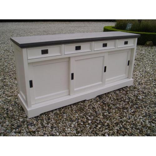 Dressoir wit 9010 met vergrijsd eikenhoutenblad 180cm /407E/