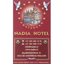 Visitekaartje Hotel Nadia, Amsterdam met plattegrond, 2016