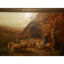 Pieter Bouter 1878 - 1968, Vrouw met schapen.