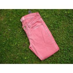 Roze skinny jeans met used naden, NIEUW