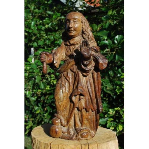 Fraaie Sculpture uit de 17e eeuw, eikenhout, 40 cm.