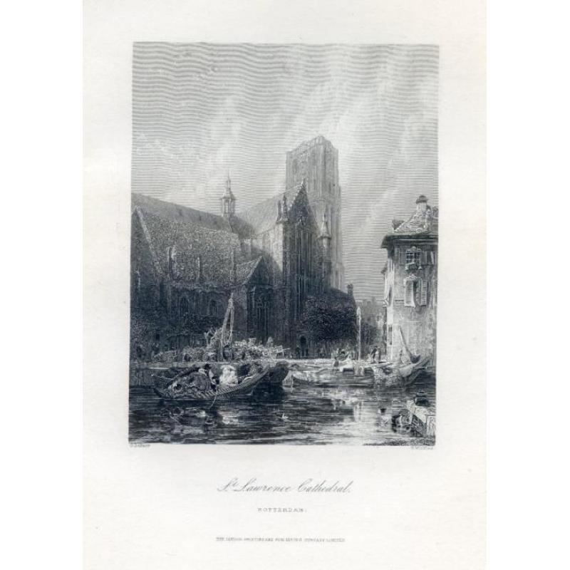 Rotterdam ca. 1860 "Gezicht op de St. Laurens" - Excellent