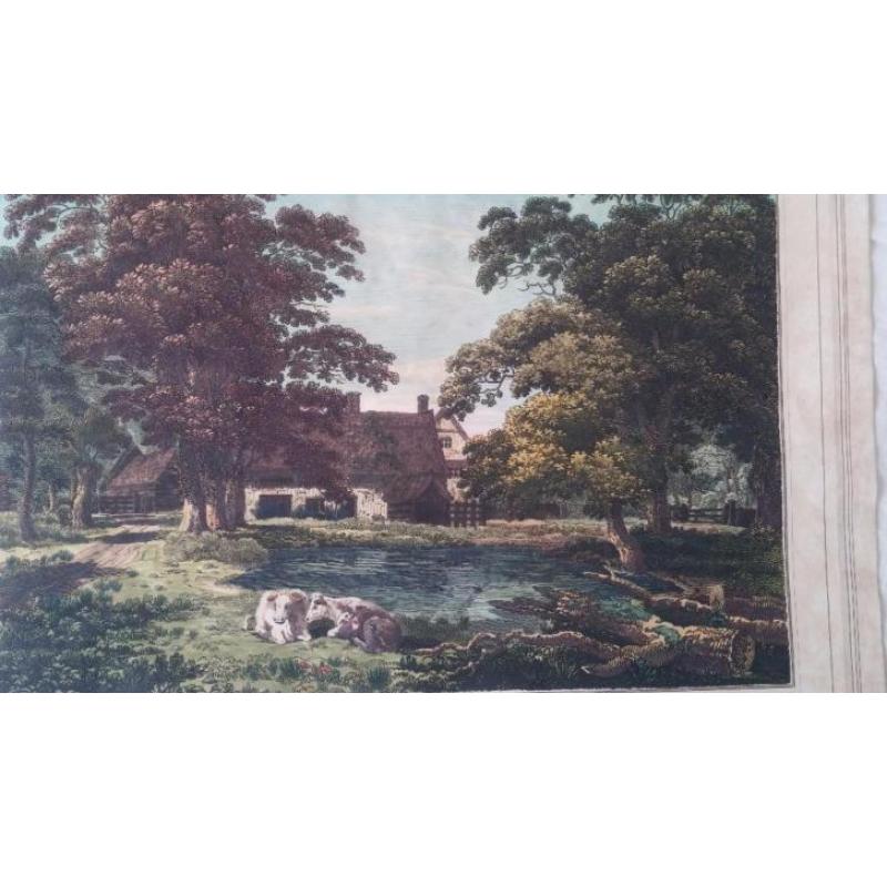 Zeer oude litho van Elisabeth Ellis, House in Suffolk 1771