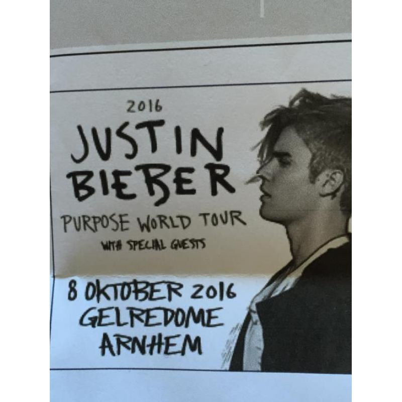 Ticket concert Justin Bieber 8 oktober 2016 GelreDome