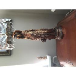 Bronzen antieke lamp met origenele kap