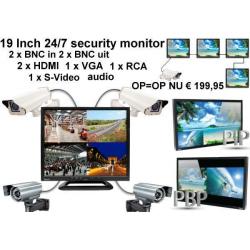 19 inch security monitor 2 x BNC 2 x HDMI,VGA,RCA en Svideo