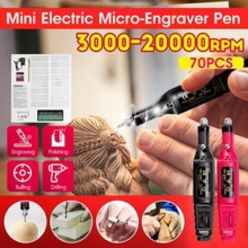 70Pcs Elektrische Micro-Graveur Pen Mini Diy Graveren Tool Kit Voor Metaal Glas