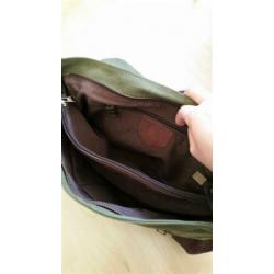 Canvas leer messenger laptop tas, groen, vintage stijl