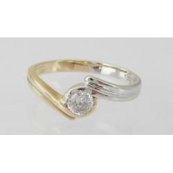 14k Gouden Bicolor Dames Ring wit en geel goud M17.25