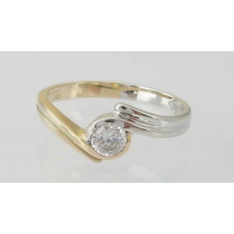 14k Gouden Bicolor Dames Ring wit en geel goud M17.25