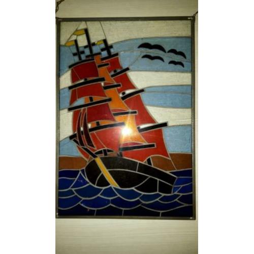 glas in lood zeilschip
