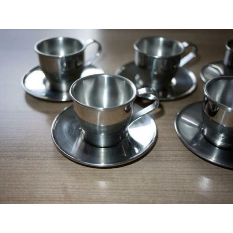 rvs kopjes frabosk italy inox 18/18 8 x espresso dubbel wand