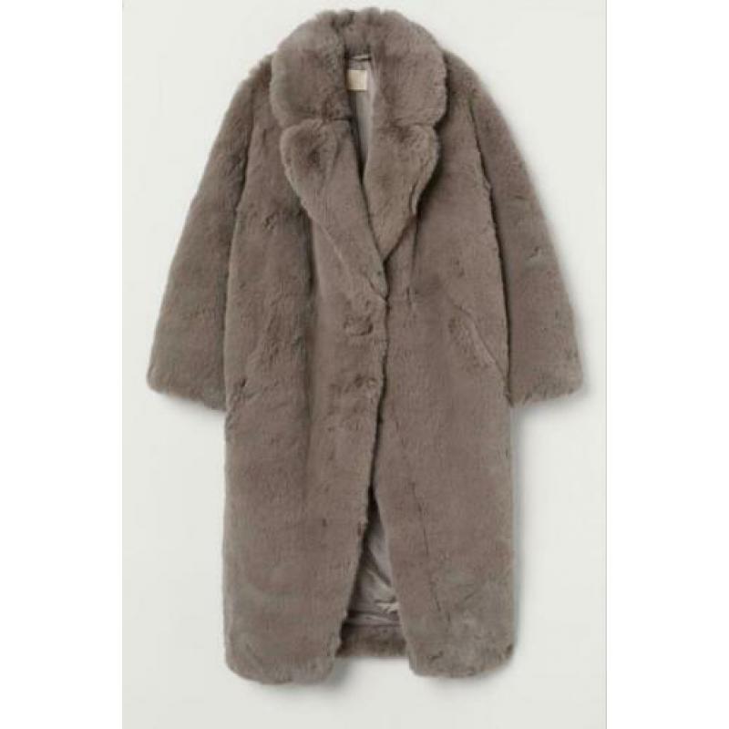 H&M Trend Teddy bont jas faux fur nieuw maat xs Zara grijs
