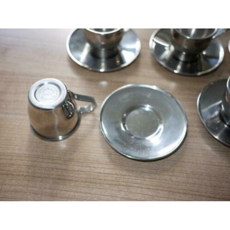 rvs kopjes frabosk italy inox 18/18 8 x espresso dubbel wand