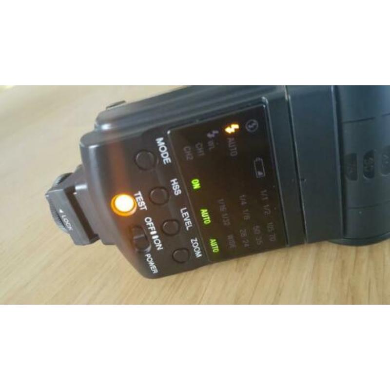 Sony HVL-F42AM Flitser + hoes, omni bounce en slave voet