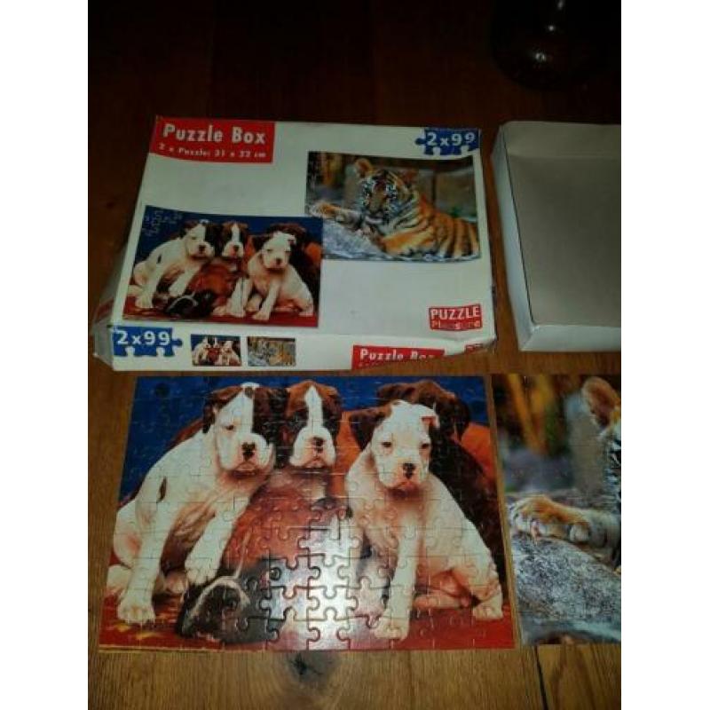 2 in 1 puzzels met welpje en puppies 99 stukjes