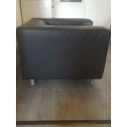 Zwart leren fauteuil / stoel Ikea